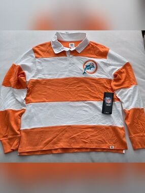 Miami Dolphins ‘47 Brand Men’s Rugby Shirt Vintage Logo Size Small